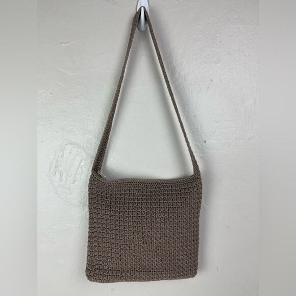 Jacqueline Ferrar Brown Crochet Shoulder Bag lined zipper closure purse - Picture 1 of 12
